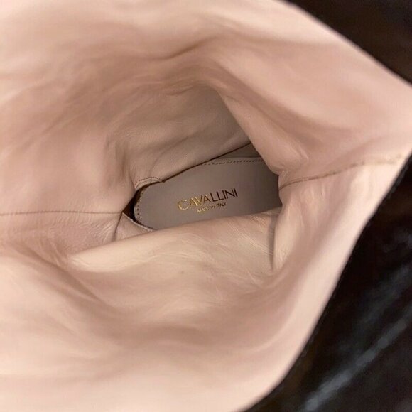 Cavallini Italy Heel Boots Black Gold Snake 8 NEW - Picture 7 of 9